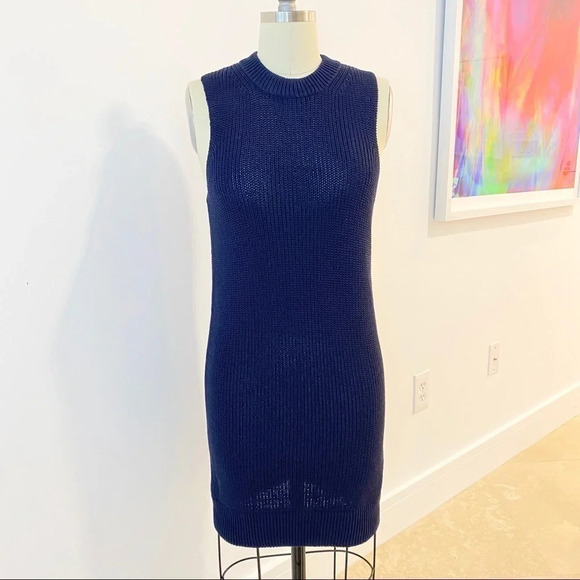Brochu Walker Intermix Sweater Tunic Dress Chunky Navy Knit Small - Picture 3 of 9